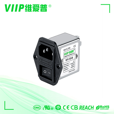 94v-0 IEC320 Socket Saluran Listrik Emi Filter Untuk Peralatan Uji Sekering Tunggal