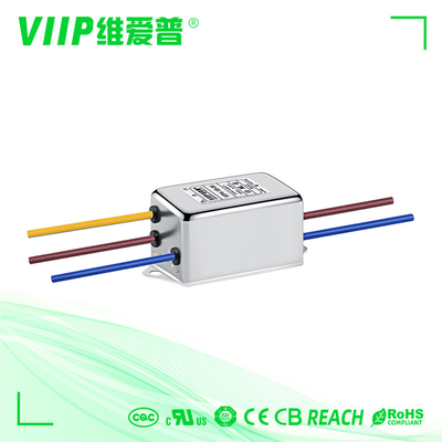 Peralatan Medis EMI Power Line Filter 120V 250V Wire Lead